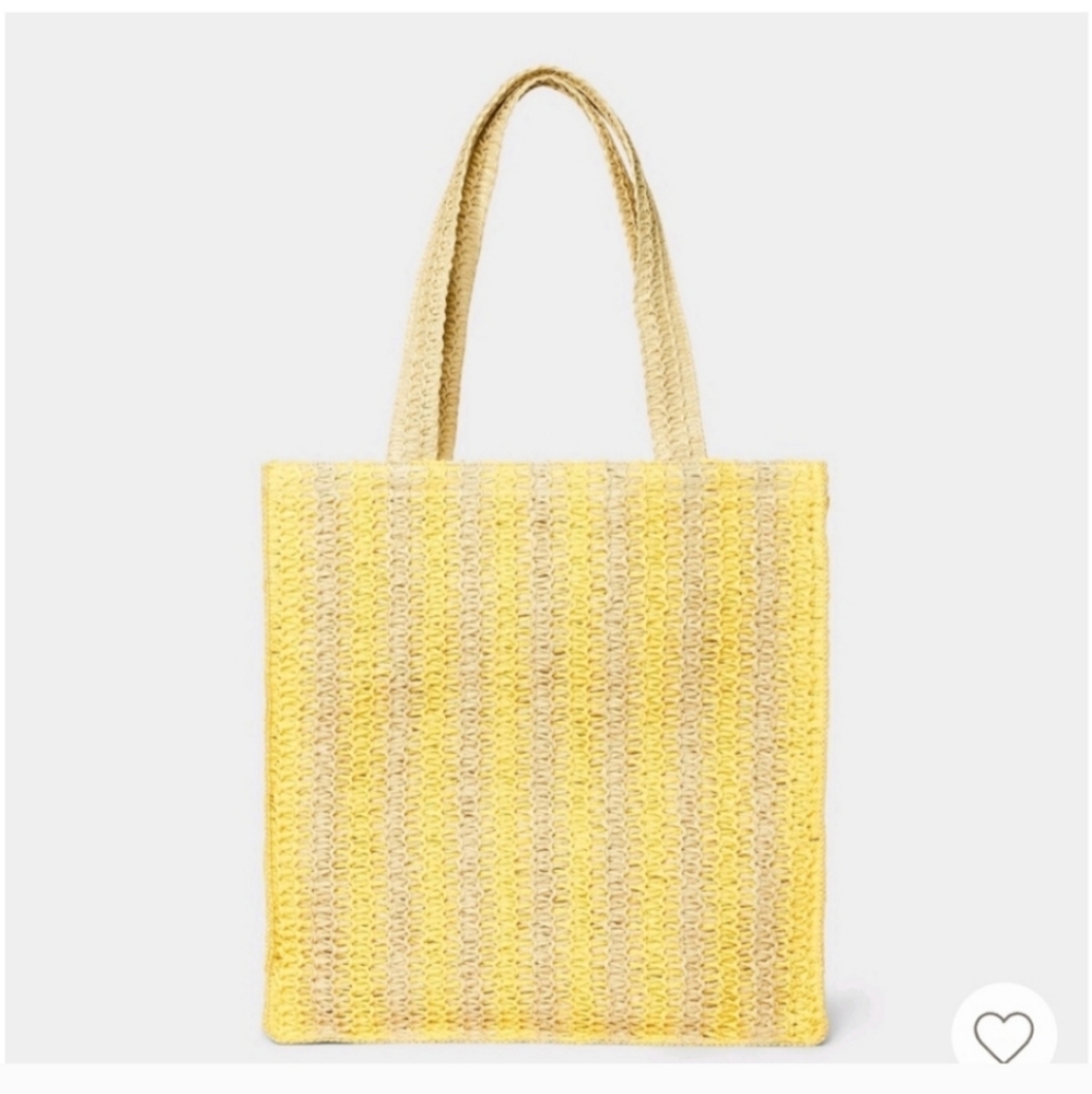 Crochet Yellow and Tan Woven Tote Bag, Universal Thread